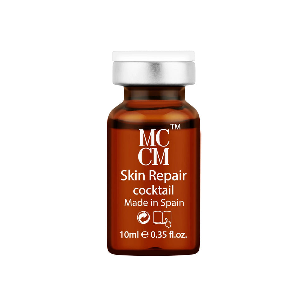 Isolated MCCM SKIN REPAIR COCKTAILS vial displaying the product information and branding, ideal for skin rejuvenation.