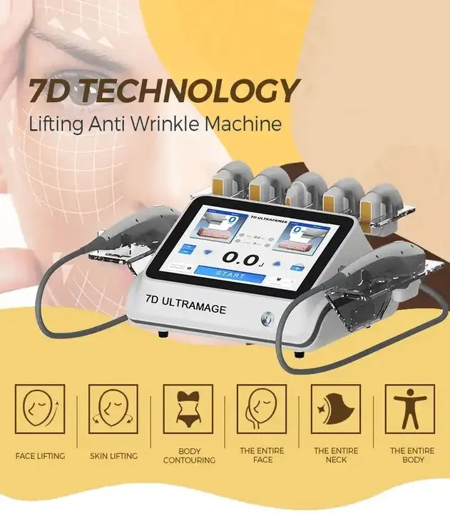 User-friendly interface of the SD Cosmetics Care 7D Hifu machine, perfect for at-home skin care and face lifting.