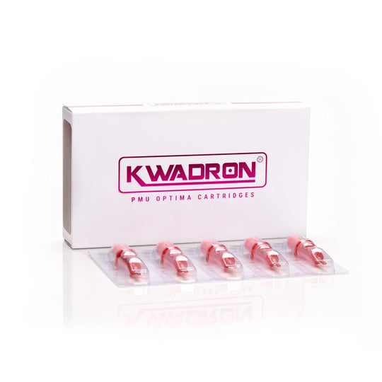 KWADRON PMU Optima cartridges in sterile packaging, ready for use in professional makeup applications.