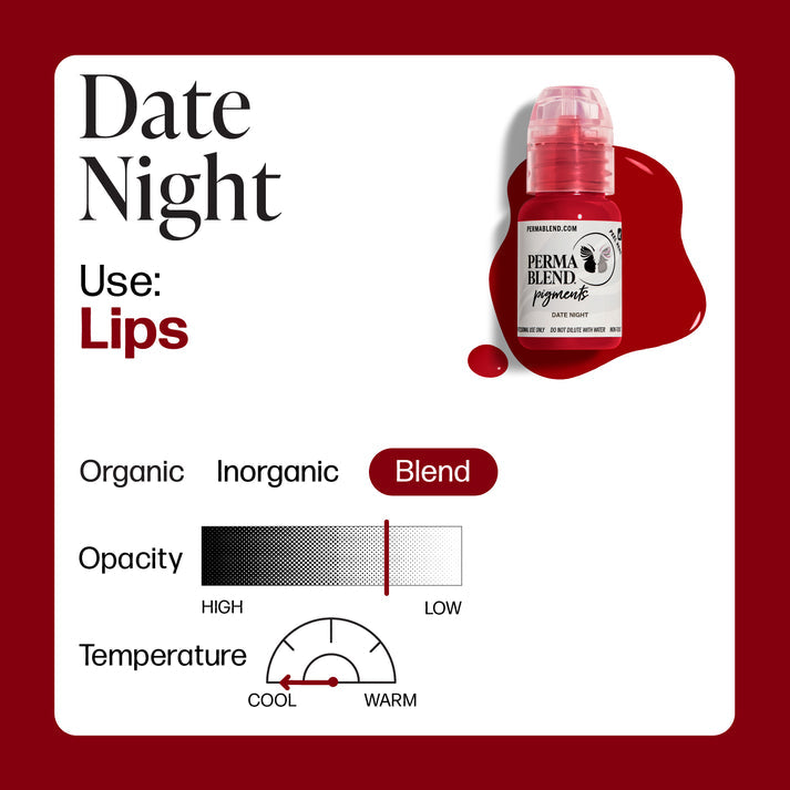 Swatch of Permablend Date Night on skin, highlighting its true color and medium opacity for lasting wear.