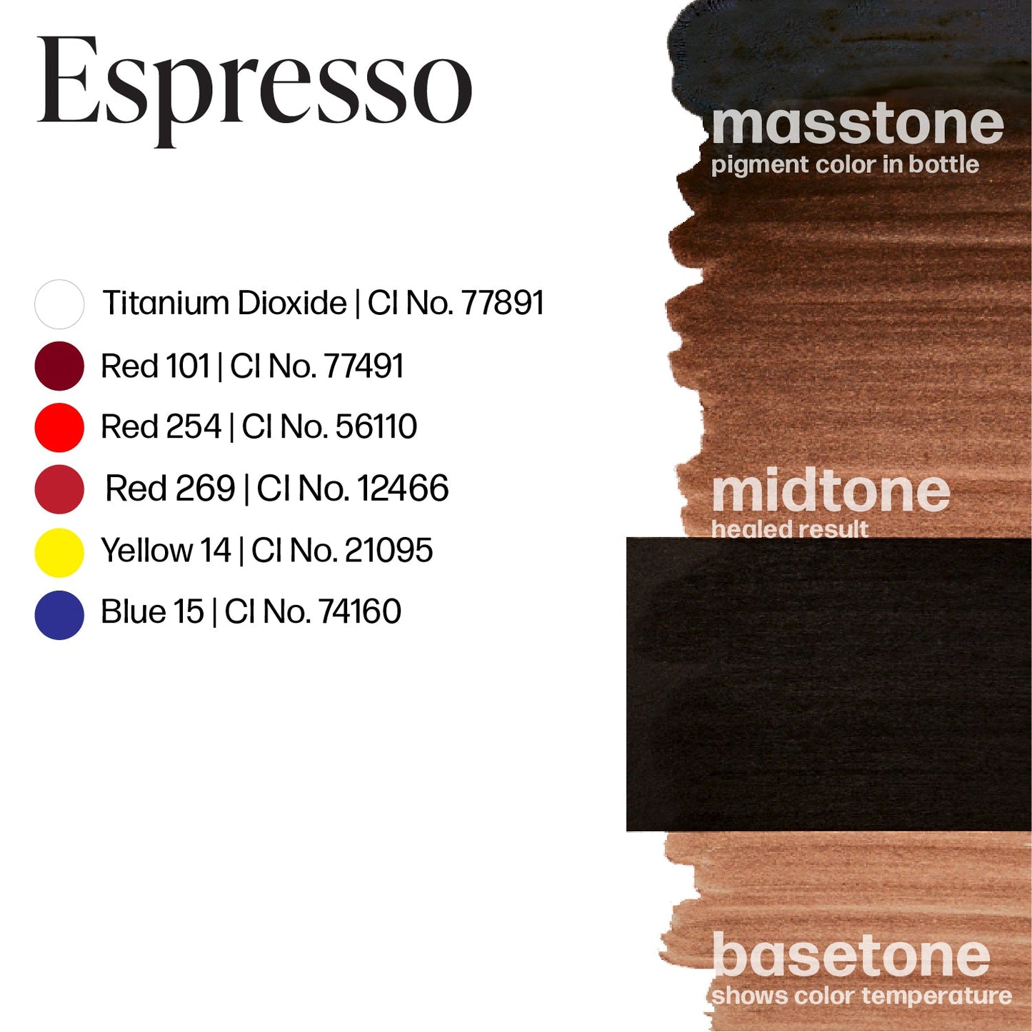 Permablend Espresso 15ml product packaging, featuring the rich dark brown pigment designed specifically for permanent makeup eyebrows.