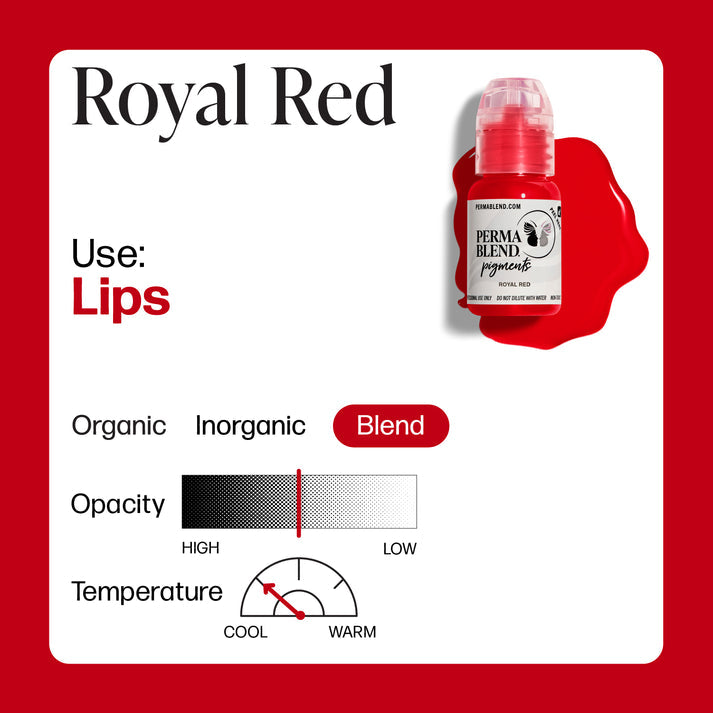 Close-up view of Permablend Royal Red pigment showcasing its rich color and texture, ideal for custom lip shades.