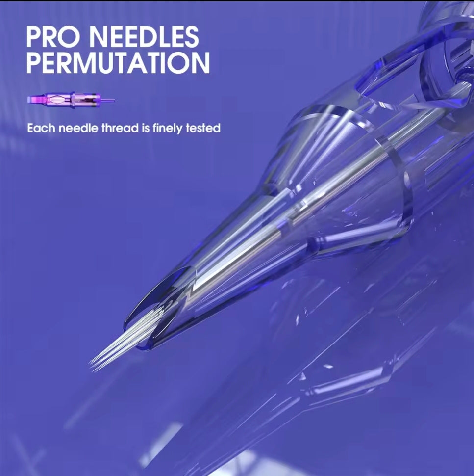 Pack of Mast Pro Professional Cartridges Tattoo Needles 3 Round Liner 0.25MM, highlighting effective use of Mast Pro Smp Professional Cartridges for permanent makeup.