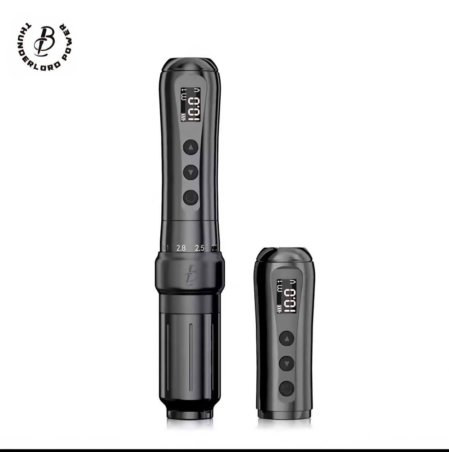 Close-up of the Biomaser U1 Wireless PMU pen machine featuring its coreless motor.