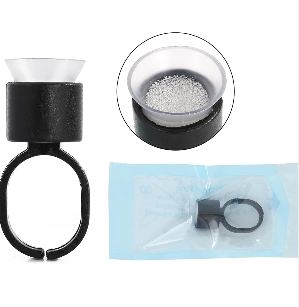 Tattoo Ink Ring Cups 10pcs with sponge inserts designed for microblading and permanent makeup, providing a sterile option for tattoo supplies.
