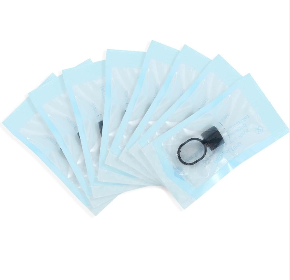 Tattoo Ink Ring Cups 10pcs with removable sponge inserts, used for mixing and applying pigments safely in cosmetic tattooing.