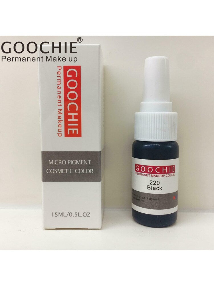 Goochie Permanent Micro-Pigment Eyebrow Enhancer, 15 ml (Black 220) with packaging on display, from SD Cosmetics Care, designed for permanent makeup.