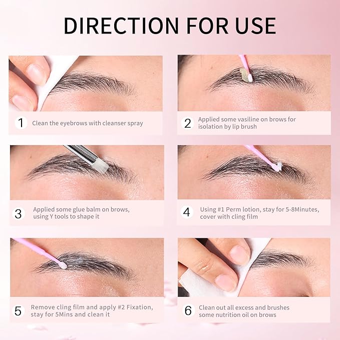 Ingredients featured in the Lash And Brow Lift Kit, emphasizing the nourishing elements that promote healthy lashes. A must-have in any eyebrow lifting kit for comprehensive care.