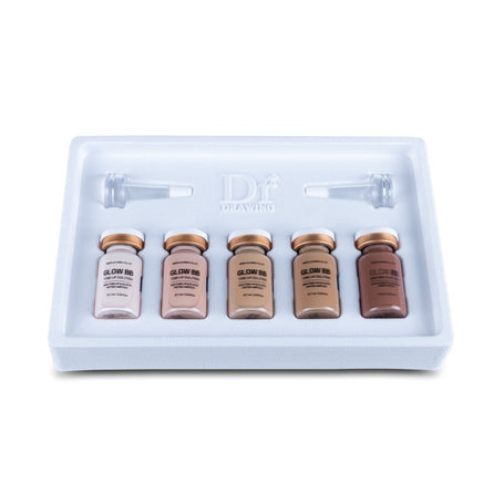 User applying Dr. Drawing Glow BB Glow ampoule to her face, showcasing the ease of achieving a flawless glow.