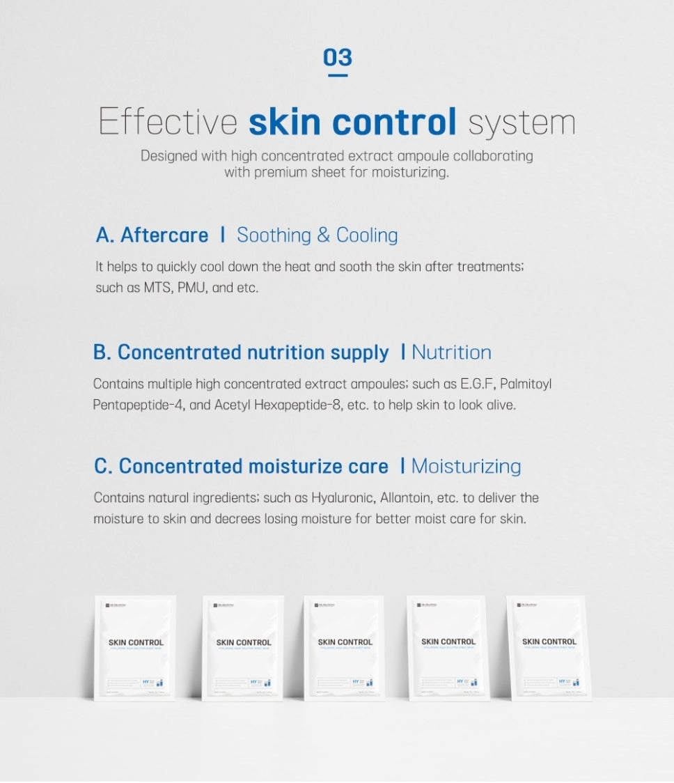 Ingredients of Dr. Drawing Skin Control Hyaluronic Aqua Solution Sheet Mask displayed, featuring key components like peptide and EGF.