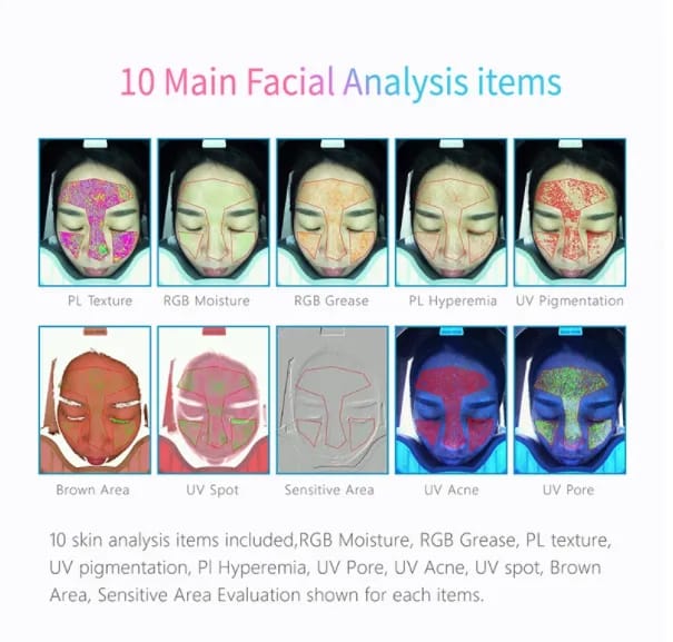 Image of a beauty spa equipped with the Magic Mirror Professional Skin Analyzer, illustrating its role as a Dermascop, Hair Analyser, and Skin analyser in professional settings.
