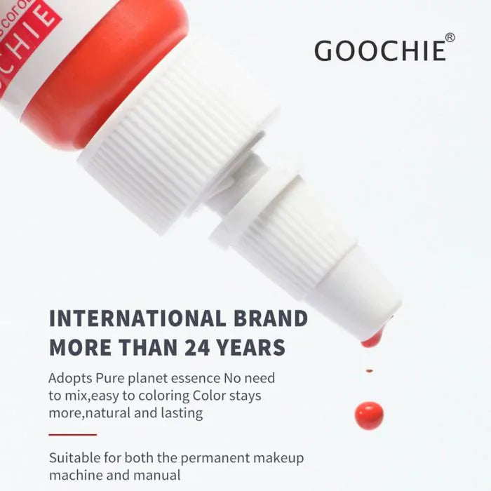 Dropper tip of the Goochie Peachpuff 306 pigment bottle showcasing its practical design for easy application.