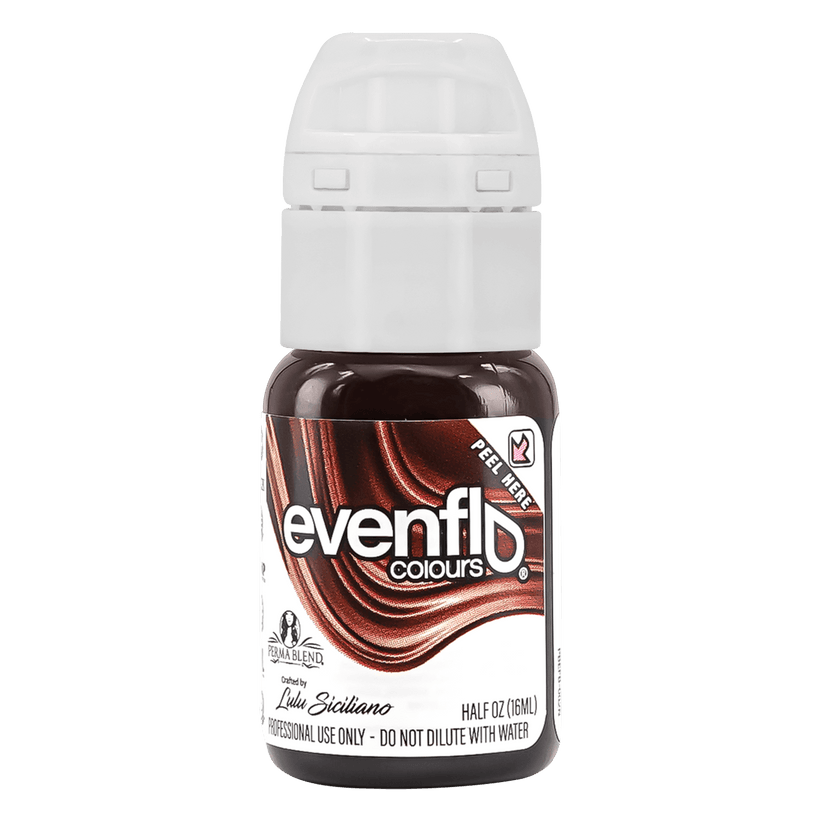 Permablend Evenflo Terra permanent makeup pigment in 15ml packaging, vegan-friendly and cruelty-free.