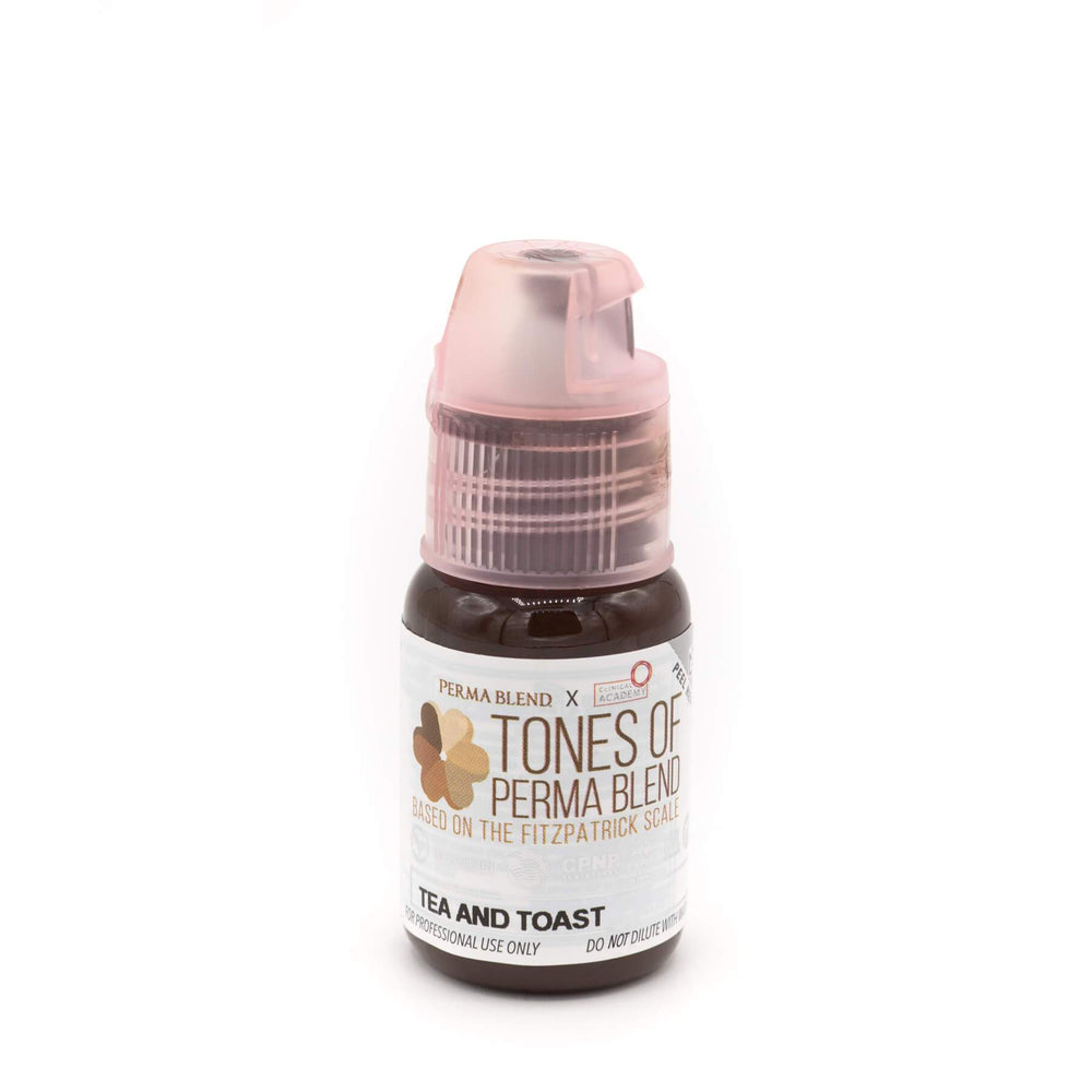 Permablend Tea and Toast | Fitz 3-4 Pigment 15ml | Permanent Makeup Pigment - Bottle representation showcasing the rich shade for dark blonde to brown hair.