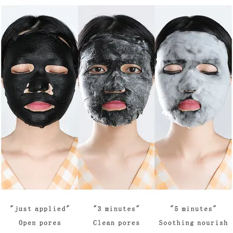 Before and after photos showcasing results from using SAMANLI Bamboo Charcoal Bubble mask.