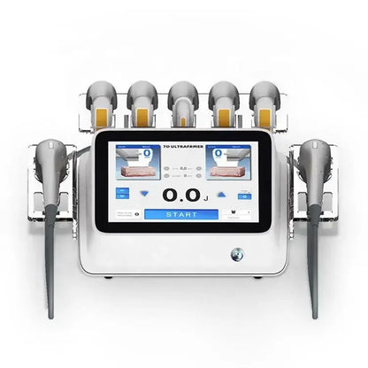 Demonstration of the 7D Hifu face and body treatment by SD Cosmetics Care, highlighting contour shaping and fat reduction.