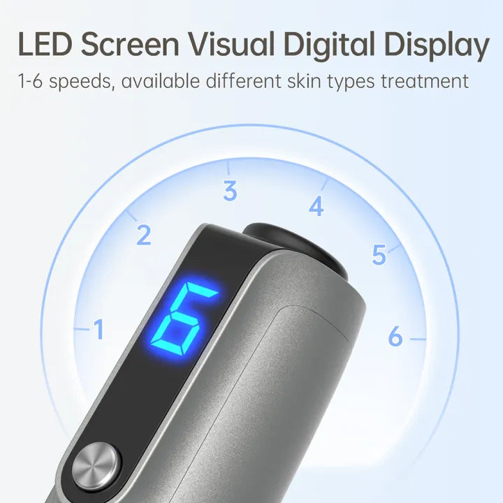 Before and after results of using the Dr. Pen M8S Microneedling Pen, highlighting improved skin texture and youthful appearance.