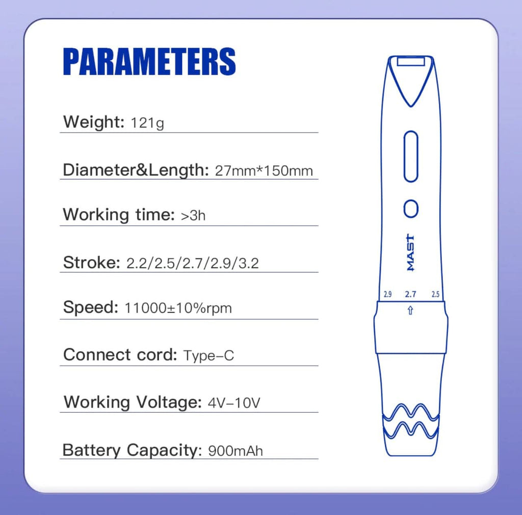 Close-up view of the Mast P60 Wireless Permanent Makeup Tattoo Machine's ergonomic design, highlighting its suitability for delicate lip shading with permanent makeup cartridges.