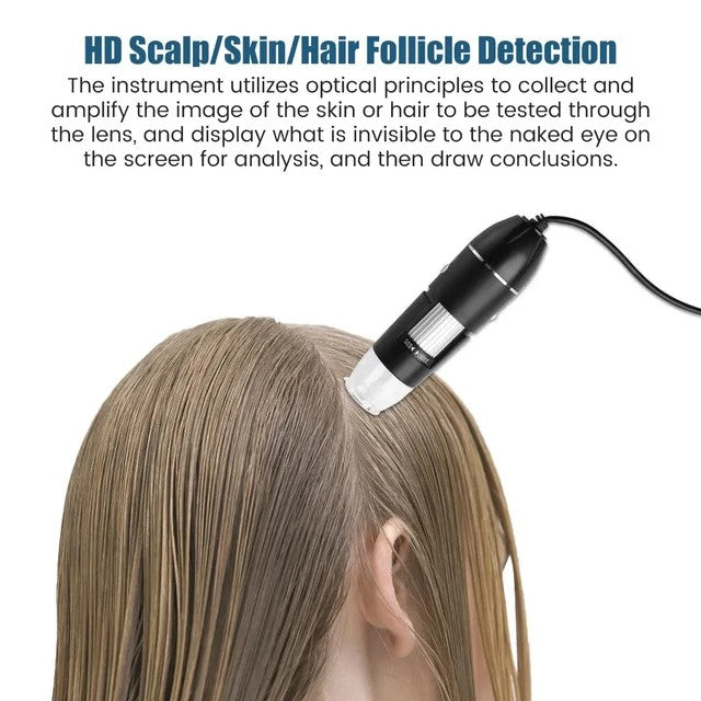 Portable USB Dermascope by SD Cosmetics Care with a magnifier stand, perfect for observing micro details.