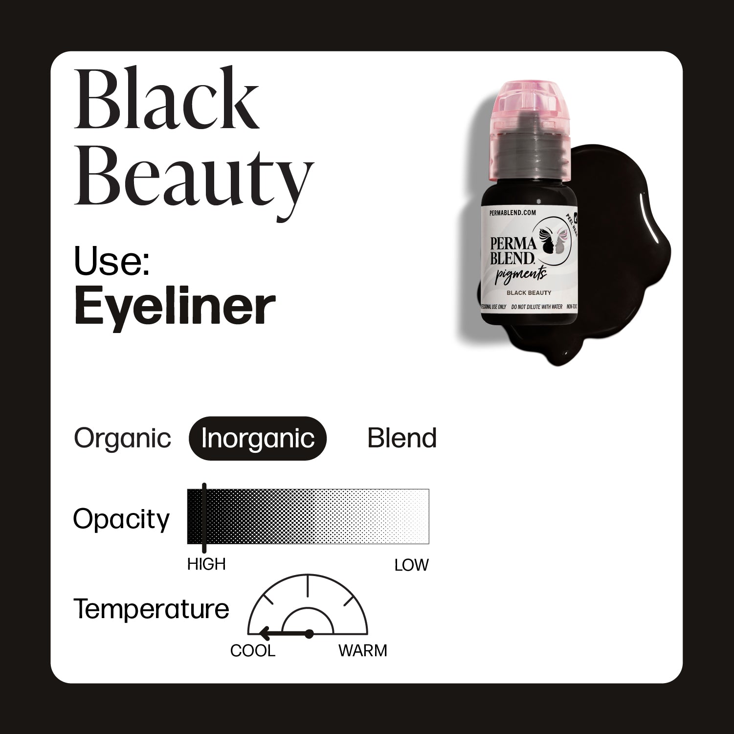 Permablend Black Beauty 15ml - High Opacity Vegan Eyeliner Pigment for Custom Looks - SD Cosmetics Care
