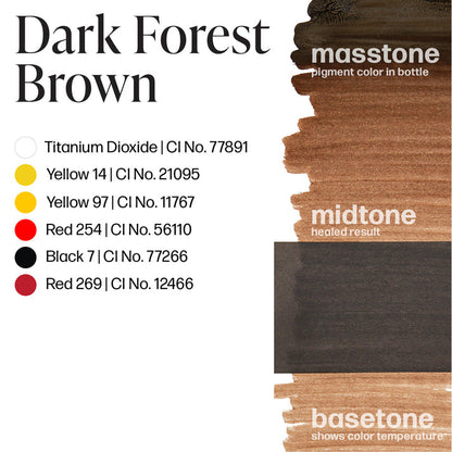Stylish packaging of Permablend Dark Forest Brown, emphasizing its vegan and cruelty-free certification.
