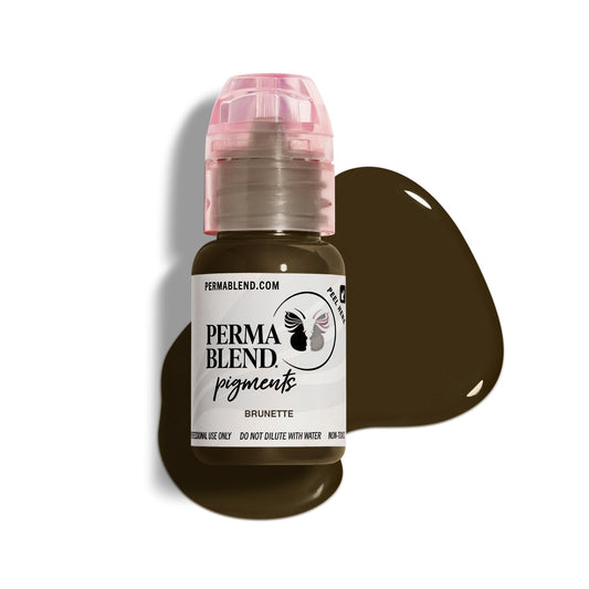 Permablend Brunette medium brown pigment with cool mass tone and neutral yellow undertone for brow enhancement.