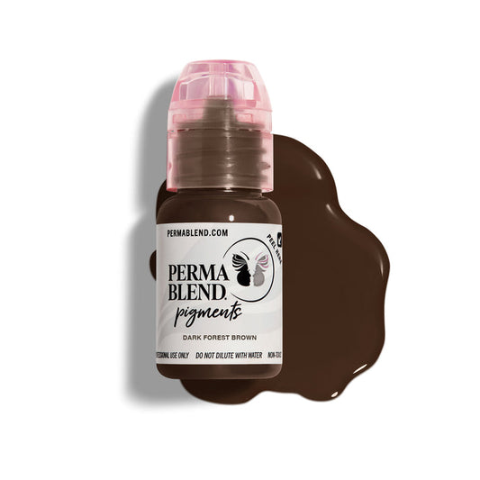 Close-up view of Permablend Dark Forest Brown pigment, showcasing its rich medium brown color and cool undertone.