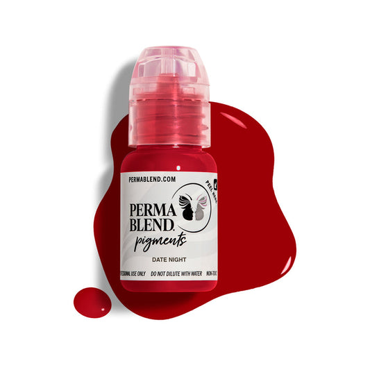 Close-up of Permablend Date Night lip color showcasing its rich, deep red pigment for perfect lip art.