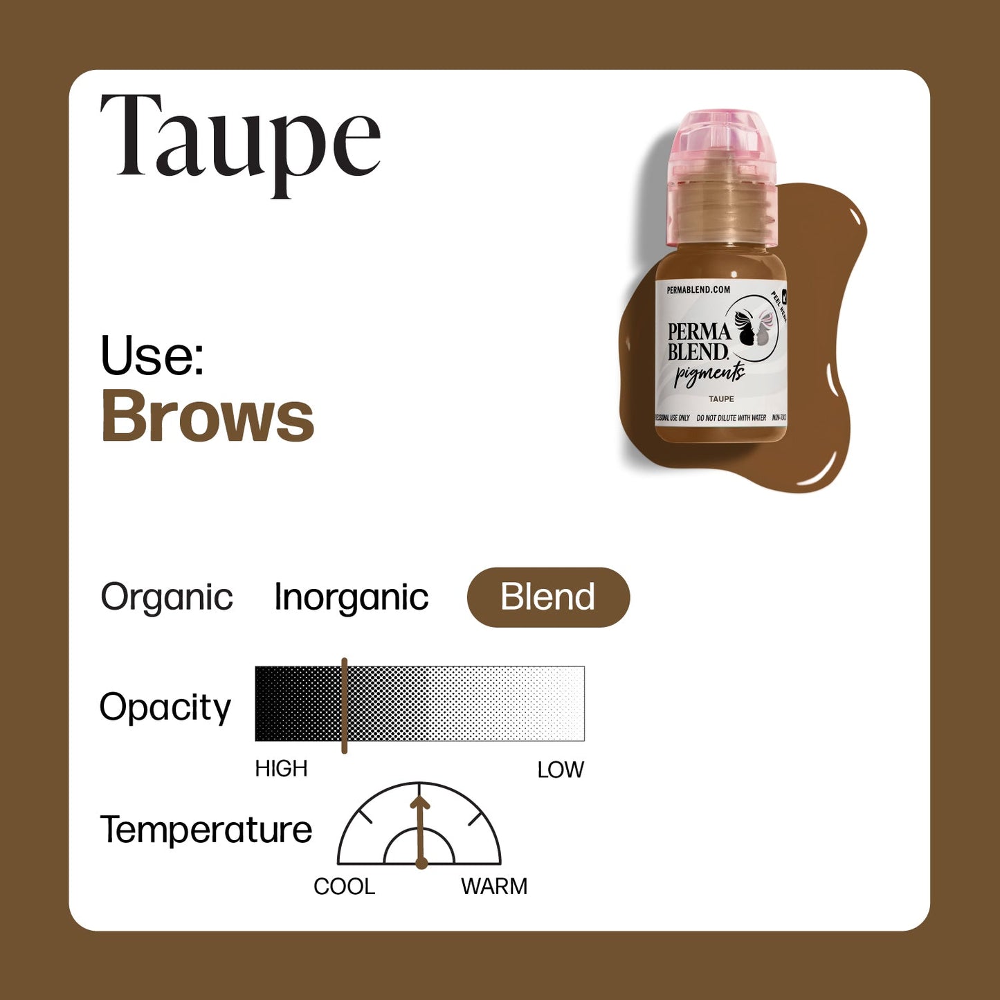 Permablend Taupe Permanent Makeup Brow Pigment, High Opacity, True-To-Skin Color - SD Cosmetics Care