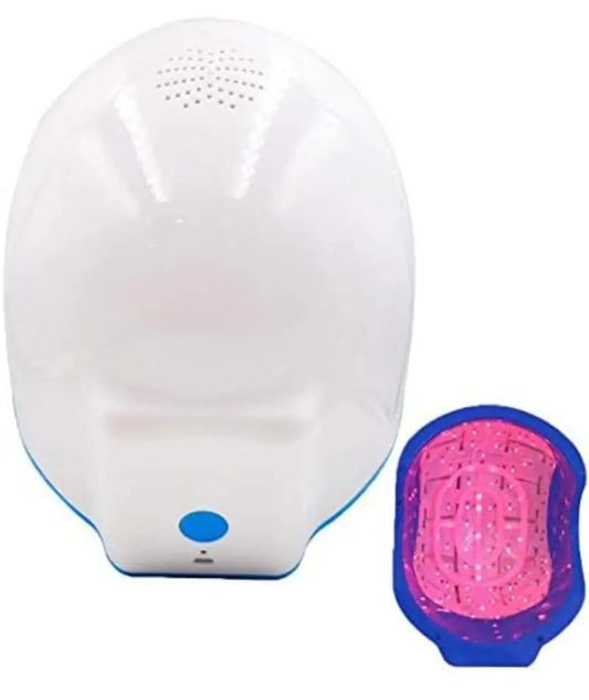 Close-up view of the SD Cosmetics Care Portable Laser Hair Growth Helmet demonstrating its sleek design and advanced technology for hair restoration.