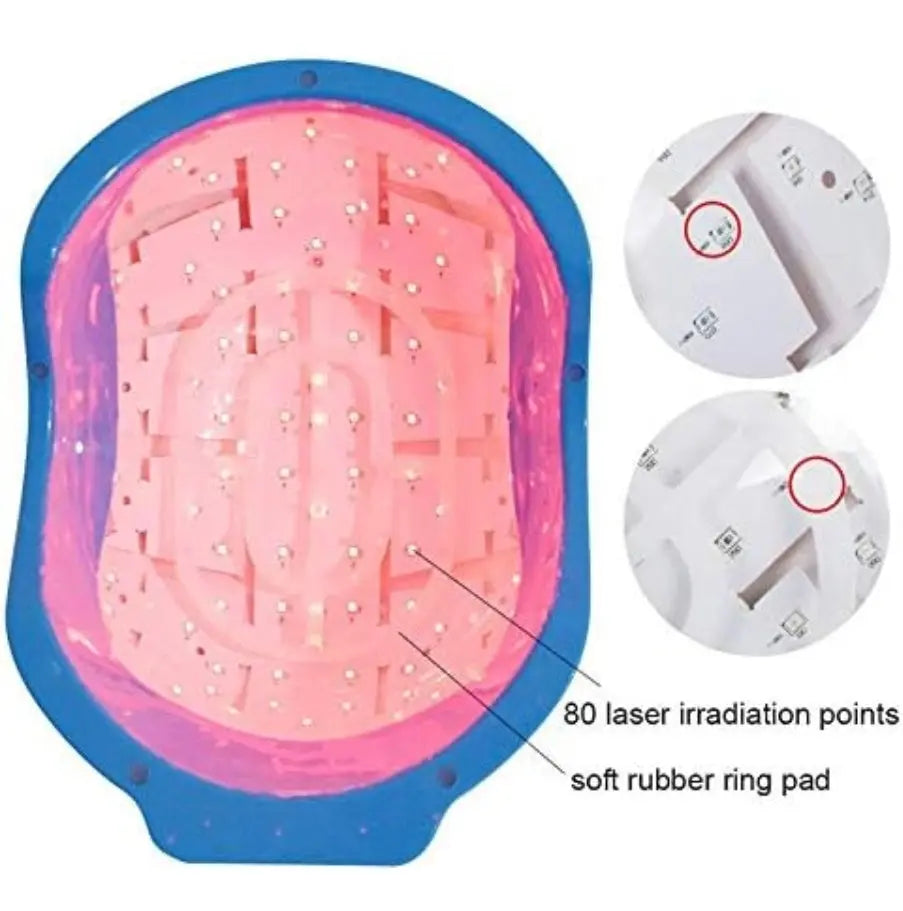 User comfortably wearing the SD Cosmetics Care Portable Laser Hair Growth Helmet while using it at home for effective hair growth treatment.