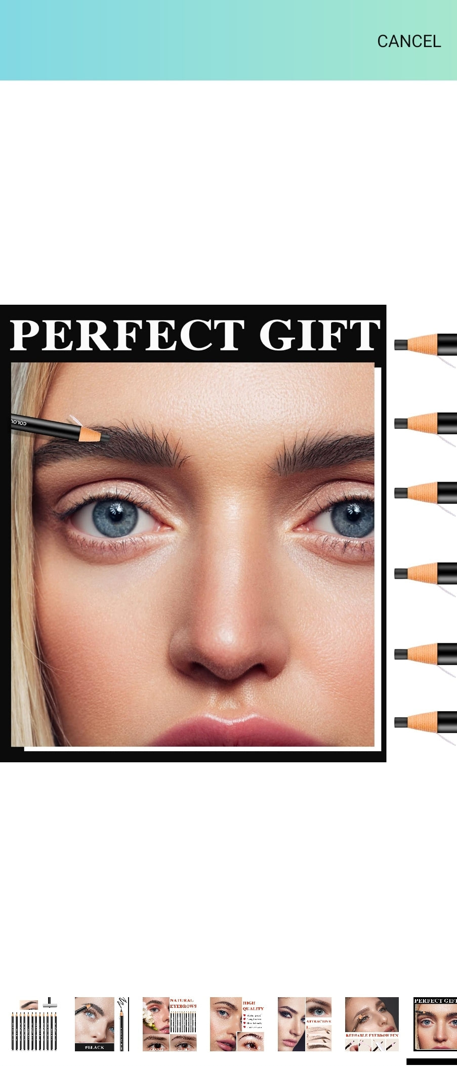 Waterproof Eyebrow Pencil in use, highlighting its waterproof benefits for all-day wear.