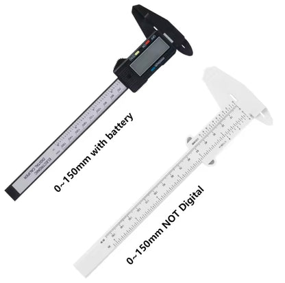 Digital Brow Measuring Tool comparison with digital and non-digital calipers, ideal for aesthetic measurements in makeup application.