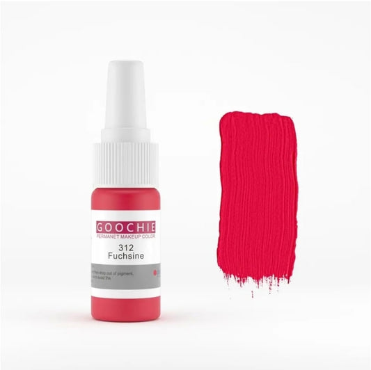 GOOCHIE Fuchsine 312 15ml water-based organic pigment next to a vibrant red swatch.
