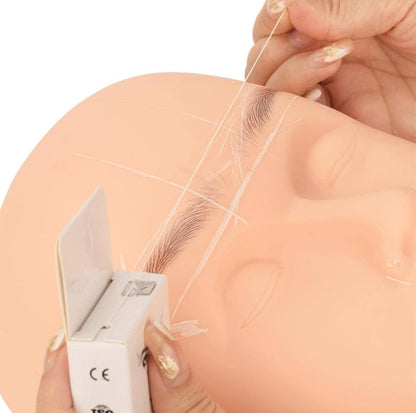 Eyebrow mapping process using White Eyebrow Mapping String, providing clear lines for accurate eyebrow shaping.