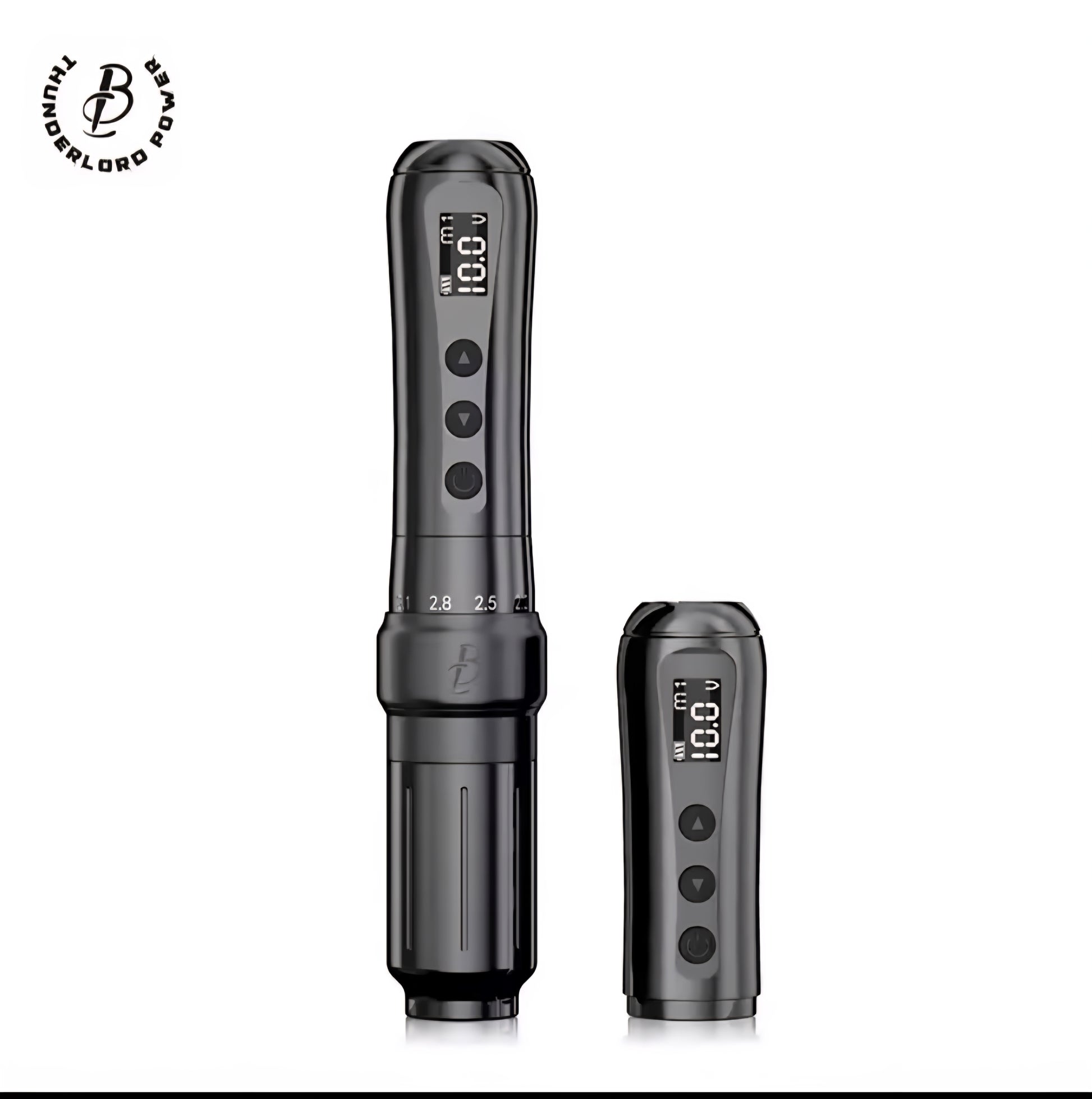 Close-up of the Biomaser U1 Wireless PMU pen machine featuring its coreless motor.