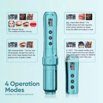 Biomaser U1 Wireless PMU pen machine with dual battery heads to enhance operational efficiency.