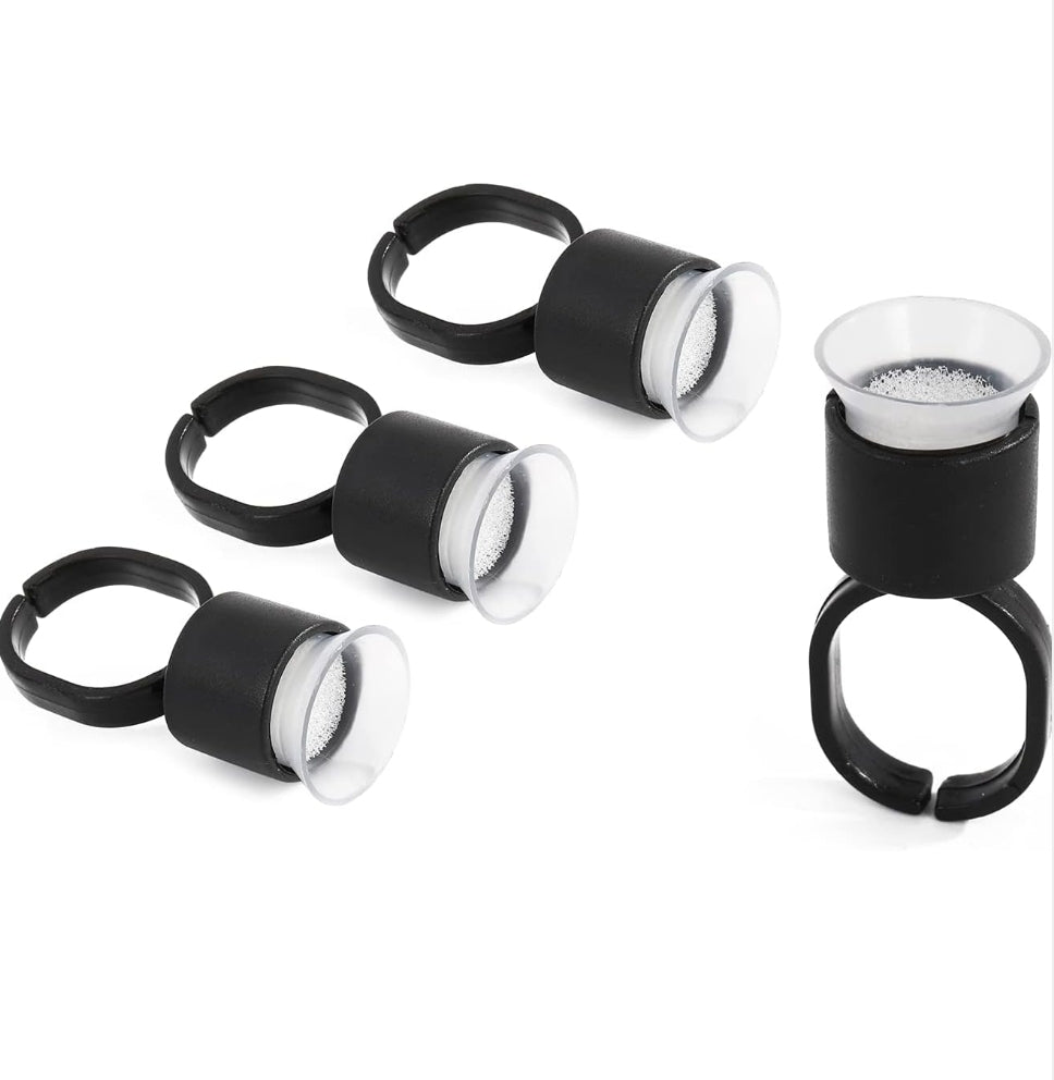 Stack of Tattoo Ink Ring Cups 10pcs, perfect for holding tattoo pigments securely during microblading and eyebrow extensions.