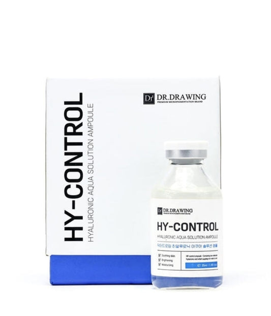 Dr. Drawing HY-Control Hyaluronic Aqua Solution Ampoule 35ml bottle front view, showcasing its hydration benefits.