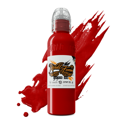 World Famous Ink Paul Rogers Red Tattoo Ink True Red Medium Opacity, Vegan, Zero Animal - SD Cosmetics Care