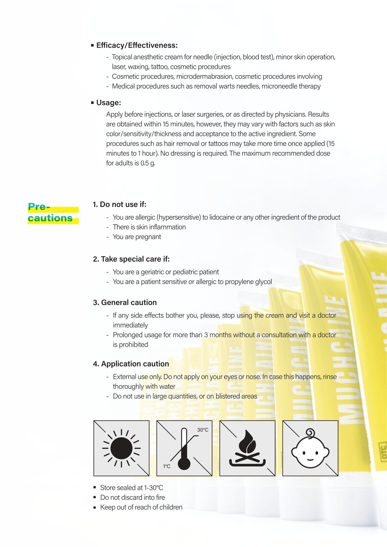 Muchcaine Numbing Cream 10.56% - Fast-Acting Anesthetic for Tattoos, Injections & Laser Treatments 30g - SD Cosmetics Care
