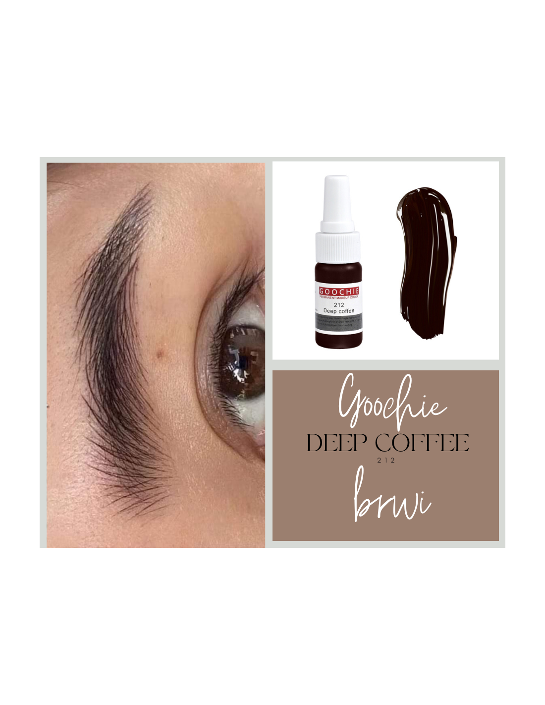Goochie Deep Coffee 212 Micropigment Liquid Ink for Permanent Makeup - Intense, Plant-Based Formula - SD Cosmetics Care