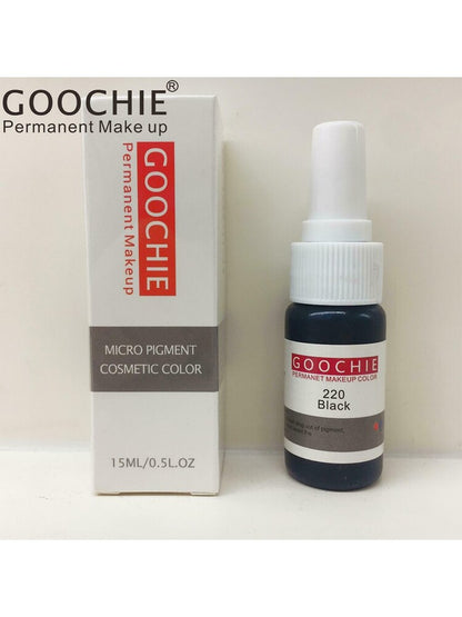 Goochie Permanent Micro-Pigment Eyebrow Enhancer, 15 ml (Black 220) with packaging on display, from SD Cosmetics Care, designed for permanent makeup.