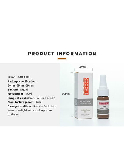 Goochie Permanent Micro-Pigment Eyebrow Enhancer, 15 ml (Black 220) packaging with product details, showcasing its quality and features from SD Cosmetics Care.