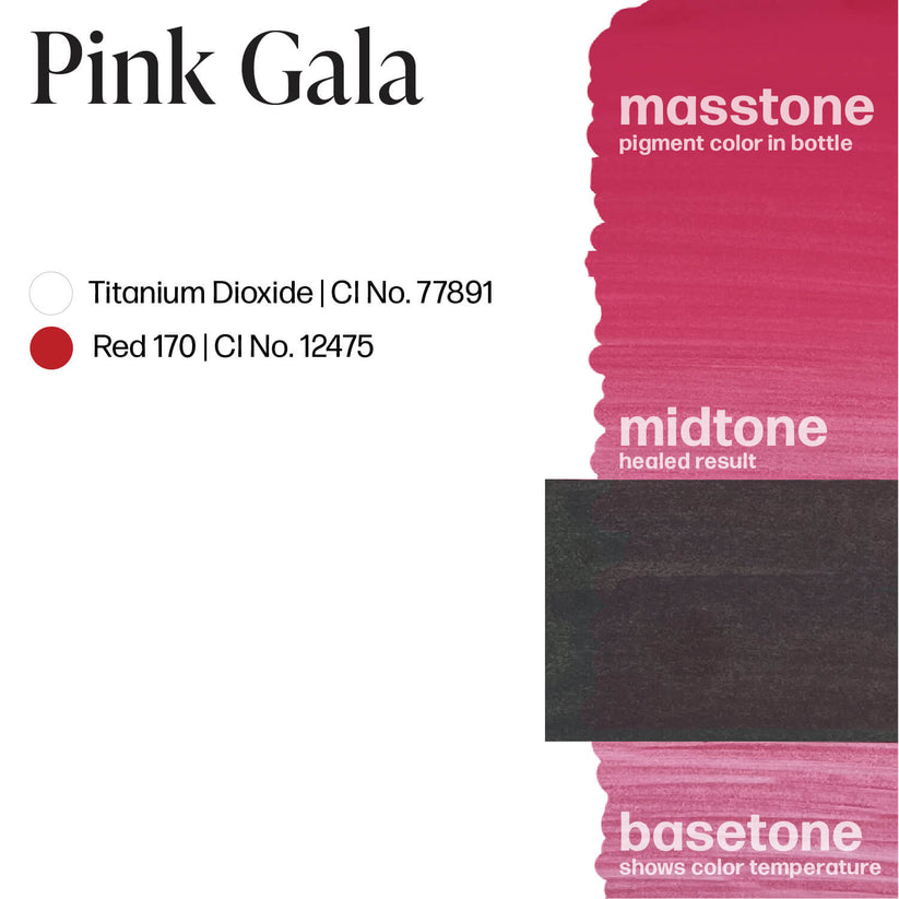 Close-up of PERMABLEND LUXE Pink Gala pigment demonstrating its rich color and texture for PMU lip application.