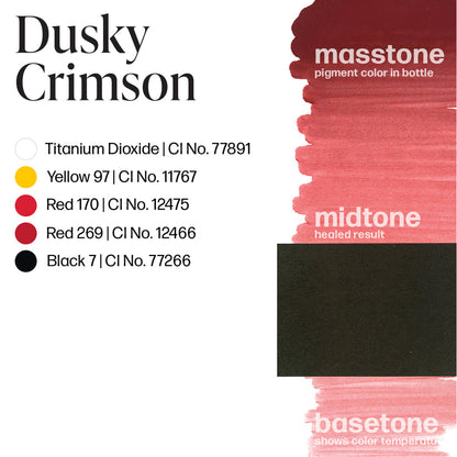 Swatch of Permablend Dusky Crimson, demonstrating its rich pink-skewed burgundy color perfect for permanent makeup applications.