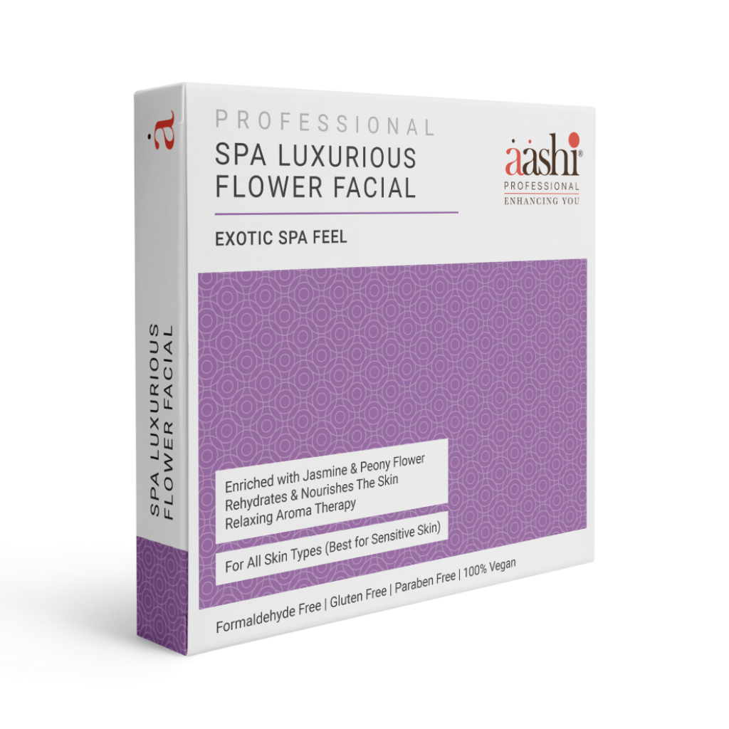 Aashi Spa Luxurious Flower Facial showcasing the exotic blend of flower extracts for revitalizing skin's youthful glow and enhancing radiance.
