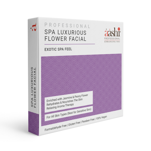 Aashi Spa Luxurious Flower Facial showcasing the exotic blend of flower extracts for revitalizing skin's youthful glow and enhancing radiance.