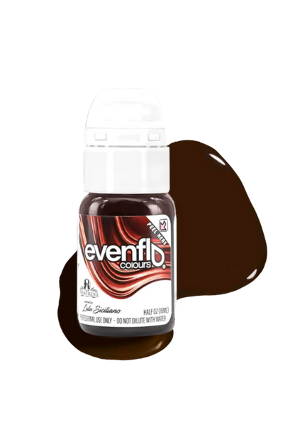 Close-up of Permablend Evenflo Terra 15ml showing vibrant brow pigment ideal for PMU artists.