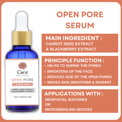 Cura Open Pores Serum - 5 x 10ml Vials with Carrot & Blackberry Extract for Smooth Skin - SD Cosmetics Care